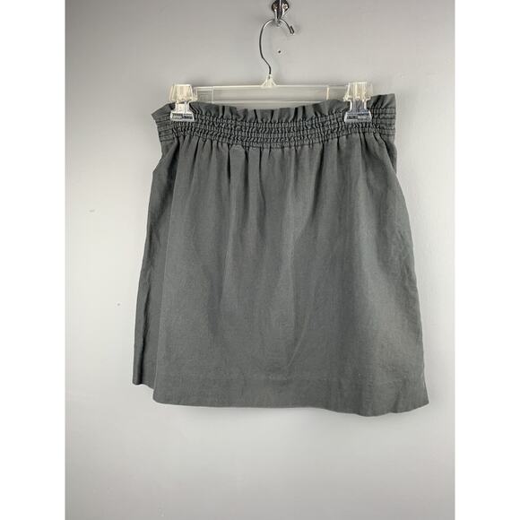 J Crew Skirt womens size 8 Gray Paper Bag Skirt Linen Blend two front pockets - Picture 2 of 6
